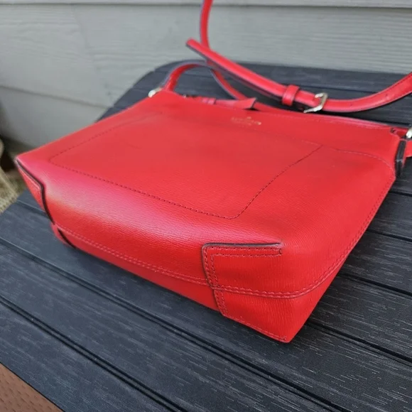 Kate Spade Run Around Crossbody Bag Heirloom Red Top Zip Classic Leather Purse - Picture 7 of 16